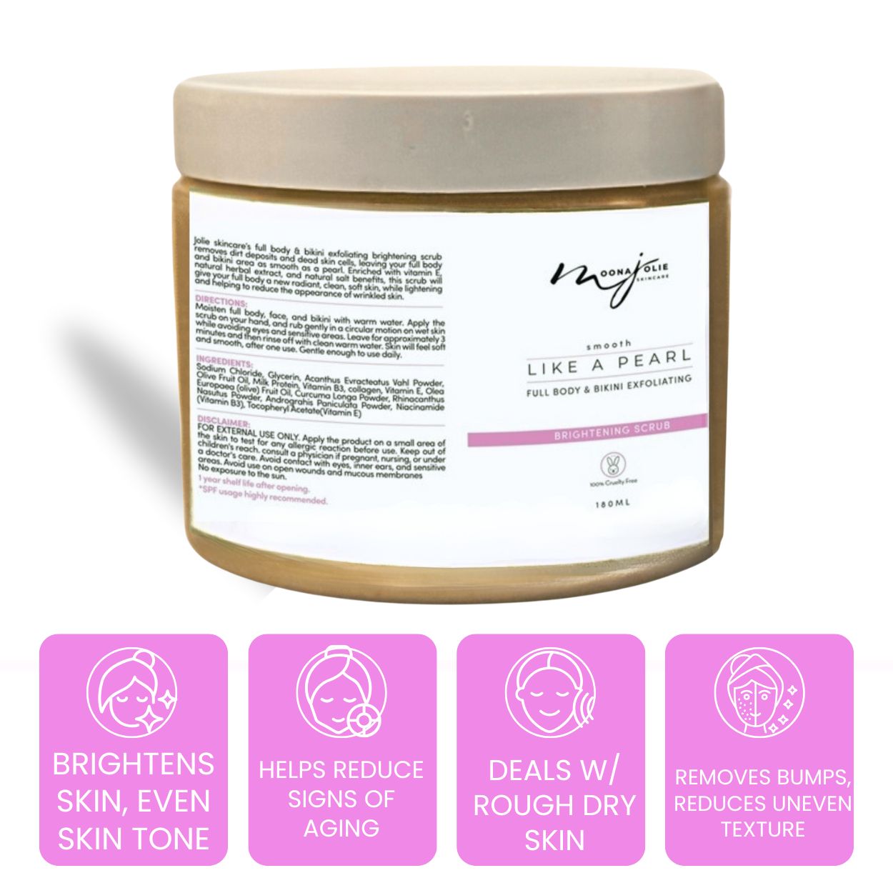 Smooth Like A Pearl - Full Body and Bikini Exfoliating Brightening Scrub (Brown)