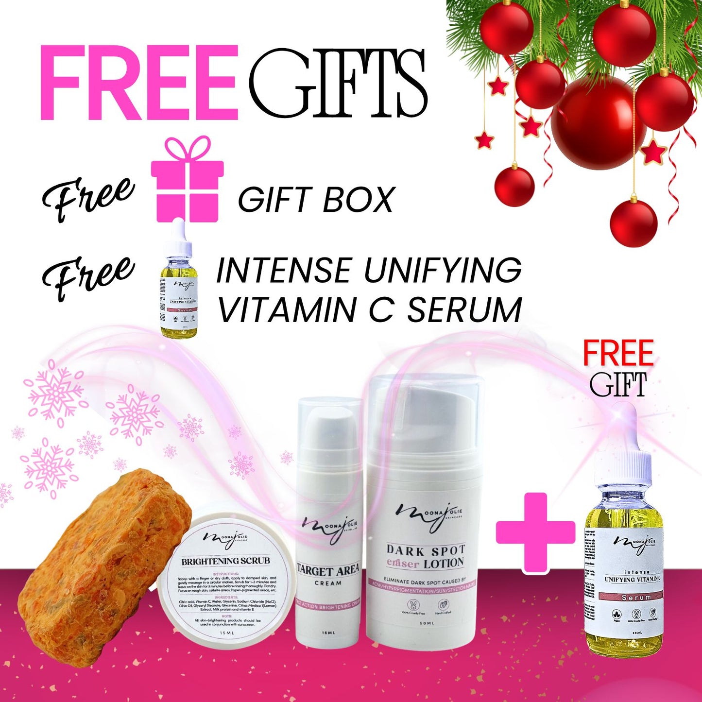 LIMITED EDITION: Jolie’s Mini Full Body & Face Brightening Kit/ Acne Kit + FREE INTENSE UNIFYING VITAMIN C SERUM
