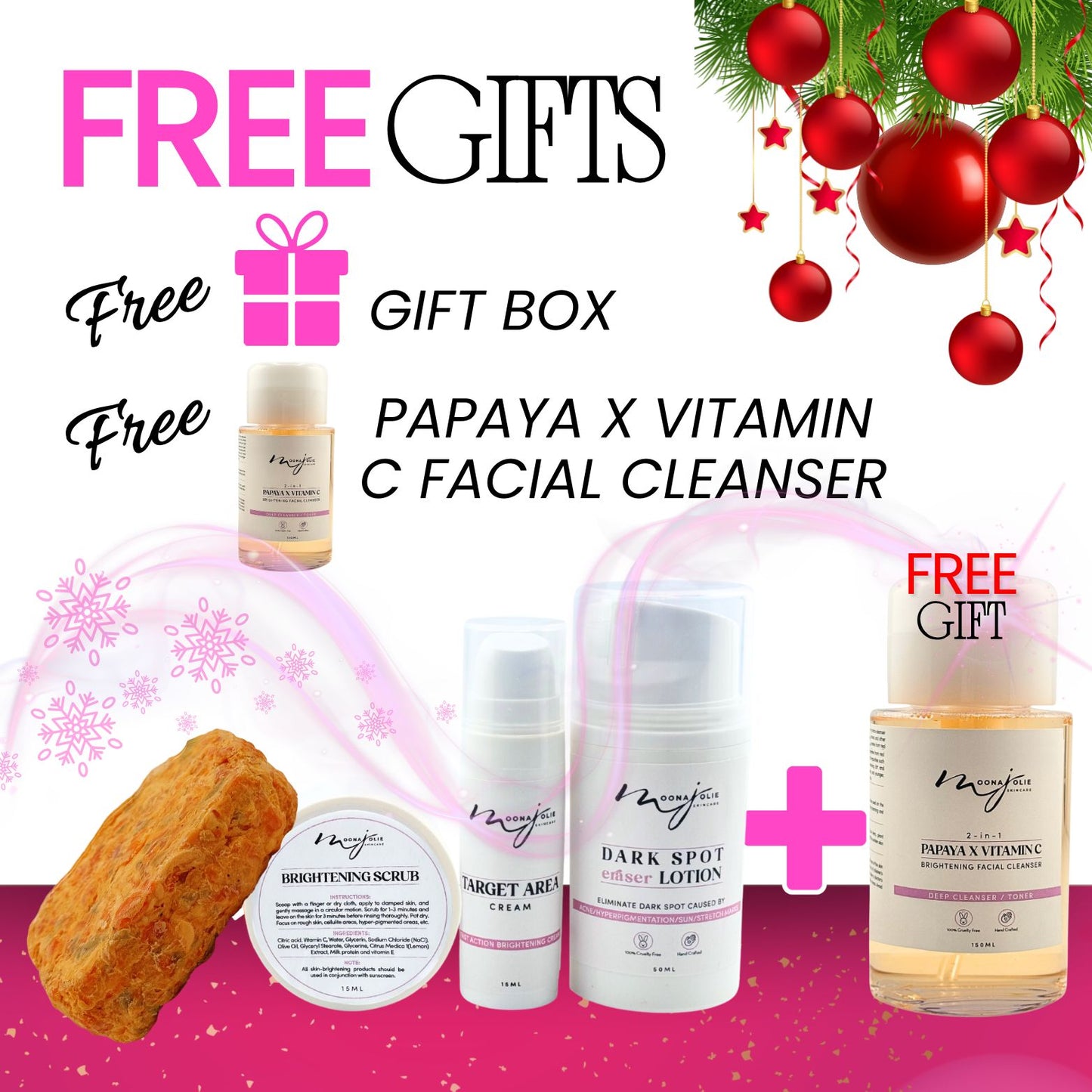LIMITED EDITION: Jolie’s Mini Full Body & Face Brightening Kit/ Acne Kit + FREE PAPAYA x VIT C FACIAL CLEANSER